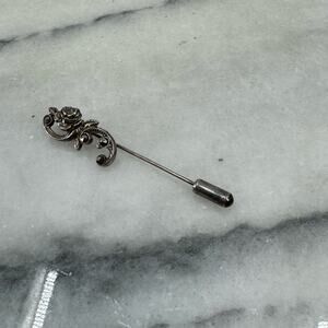 Vintage Silver marcasite rose hat pin